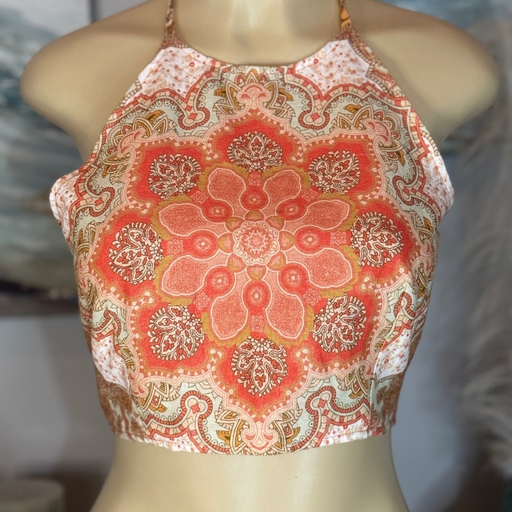 House of Harlow 1960 Paisley Halter Crop Top Size Small NWOT